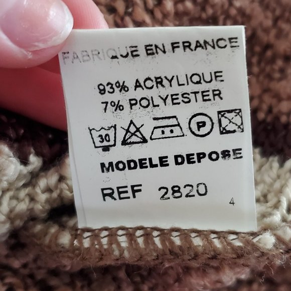 Mirasati Paris Womens Open Knit Sweater Size S Brown Beaded Necklace Boho Tribal - Picture 7 of 8